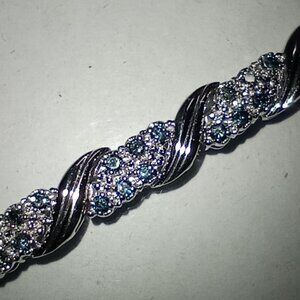 10Kt White Gold 2-Carat Irradiated Blue Diamond Swirl-Link Eternity Bracelet